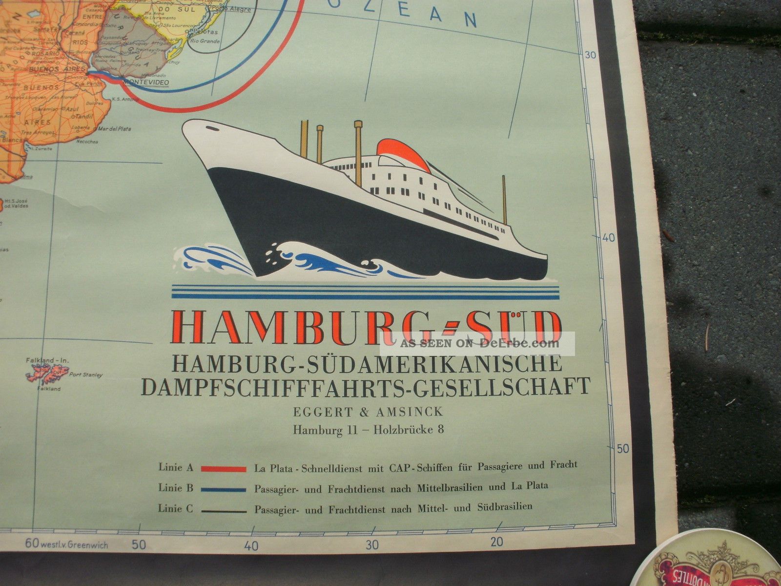 Plakat Hamburg - Südamerikanische Dampfschifffahrts - Gesellschaft Um 1950 1925-1949 Bild