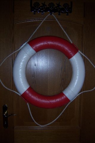 Rettungsring Ø 60cm Rot/weiß Maritime Deko Bild