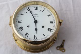 Vintage Stockburger Royal Navy Brass Maritime Nautical Ship Bell Clock Germany Bild