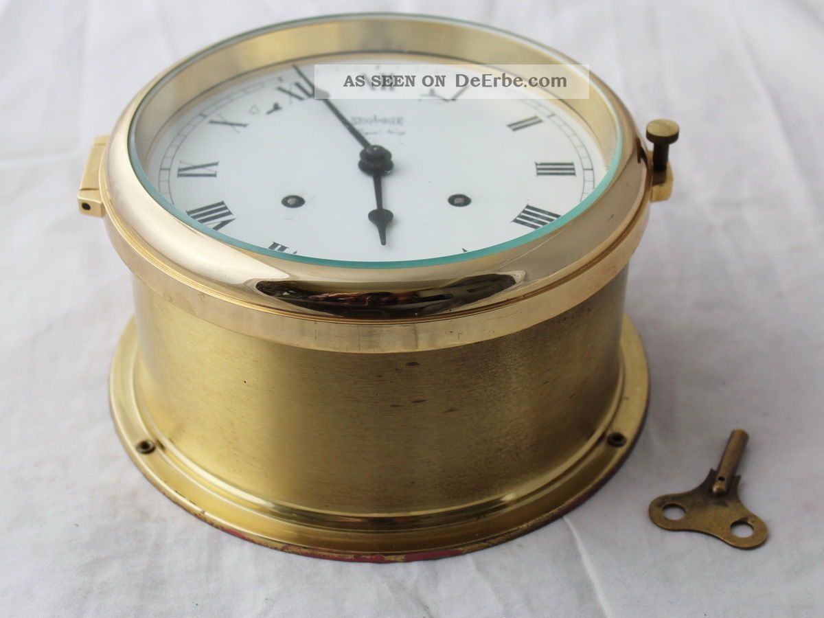 Vintage Stockburger Royal Navy Brass Maritime Nautical Ship Bell Clock