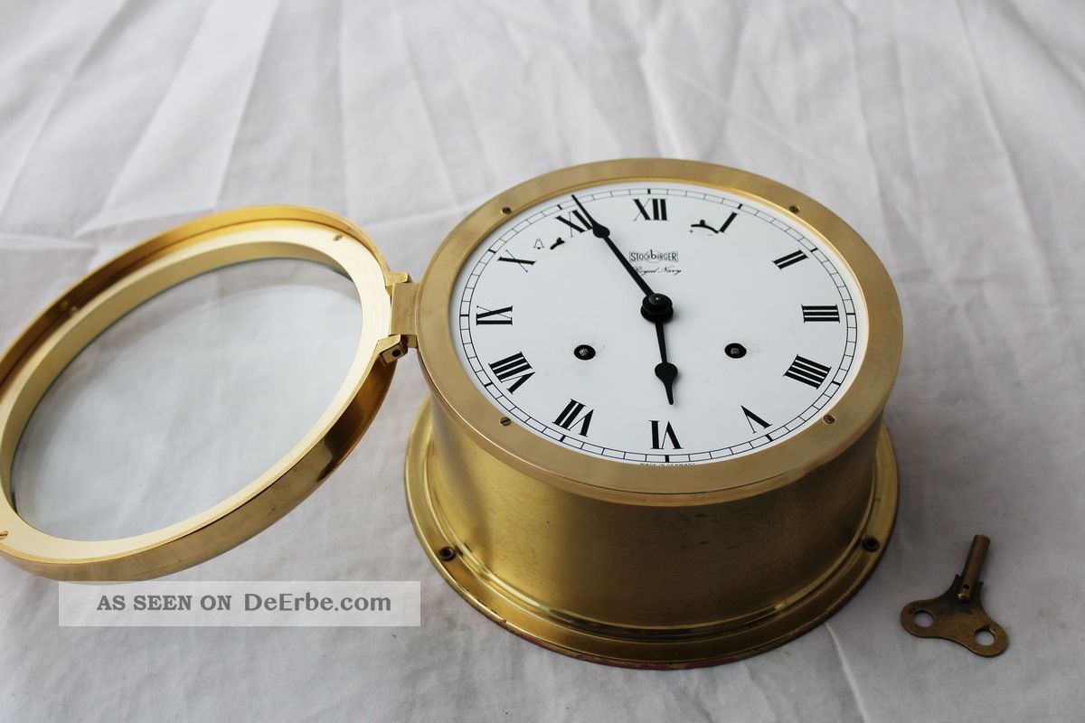 Vintage Stockburger Royal Navy Brass Maritime Nautical Ship Bell Clock