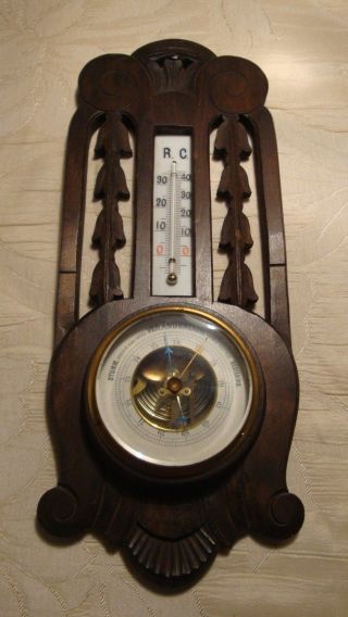 Thermometer Und Barometer - Antike Wetterstation Bild