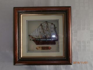 Schönes Kastenbild,  Segelschiff Hinter Glas,  Mit Holzrahmen,  Zum Aufhängen Bild