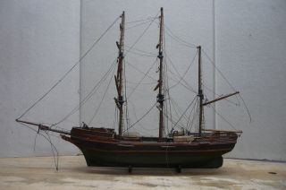 Schiffsmodell Segelschiff Standmodell Bark Antik Seemannsarbeit Bild