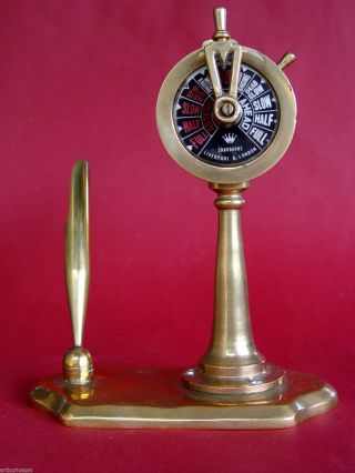 Toller Maritimer Messing Maschinen Telegraph,  Miniatur Mit Stifthalter Bild