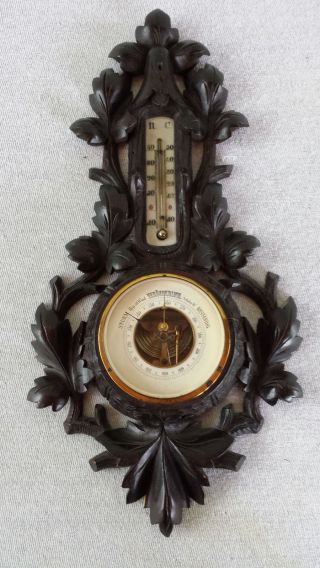 Antikes Barometer,  Holzbarometer,  Antikes Thermometer,  Säulenbaromter,  Barometer Bild