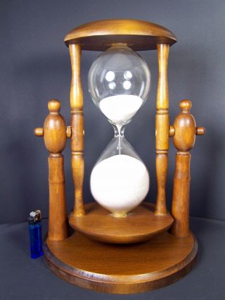 Xxl Prächtige Riesen Sanduhr Stundenglas Glasenuhr Holz 1 Stunde Laufzeit Bild