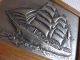 Maritimes Altes Reliefbild Wandrelief Segelschiff,  Eichen Bilderrahmen Etikett Maritime Dekoration Bild 1
