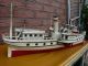 Orig.  Altes Holz - Modelschiff Schaufelraddampfer Mit Licht,  Unikat,  Handarbeit 82 Cm Maritime Dekoration Bild 1