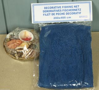 2 X 4m Deko Fischernetz Blau Plus Kl.  Muschelkorb Für Die Maritime Dekoration Bild