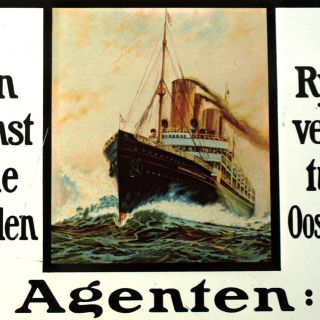 Norddeutscher Lloyd Bremen 1910 = Antikes Blechschild Top Schiff Dampfer Holland Bild