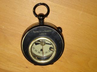 Antiker Kompass Von Negretti & Zambra London,  Mit Leder - Etui Bild