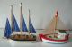 2 Kleine Schiffsmodelle,  Maritime Dekoration,  Holz Handbemalt,  Je Ca.  13 Cm Lang Maritime Dekoration Bild 1