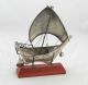 Silber Modell Segelschiff,  925 Silver Gestempelt,  Auf Holzsockel Stehend,  Um 1950 Objekte nach 1945 Bild 2