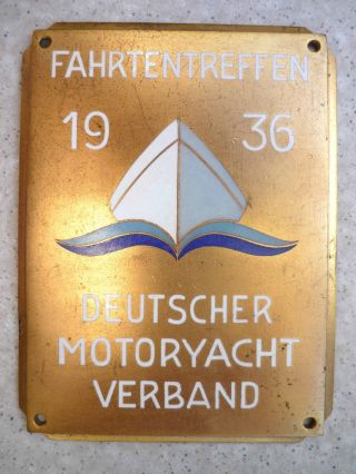 Alte Emaillierte Plakette Dt.  Motoryacht Verband 1936 Bild