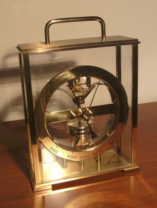 Barometer Meteobar Von Huger,  Glas Und Messing Massiv Mit Griff Bild
