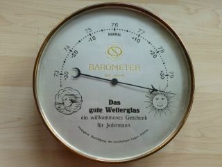 Altes 31 Cm Metall Barometer Stäcker & Olms Sundo Ges.  Gesch.  Reklame Wetterglas Bild