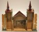 Grulich - Häuserkulisse,  Rathaus,  Holz Mit Karton,  Bemalt Um 1900 Krippen & Krippenfiguren Bild 1