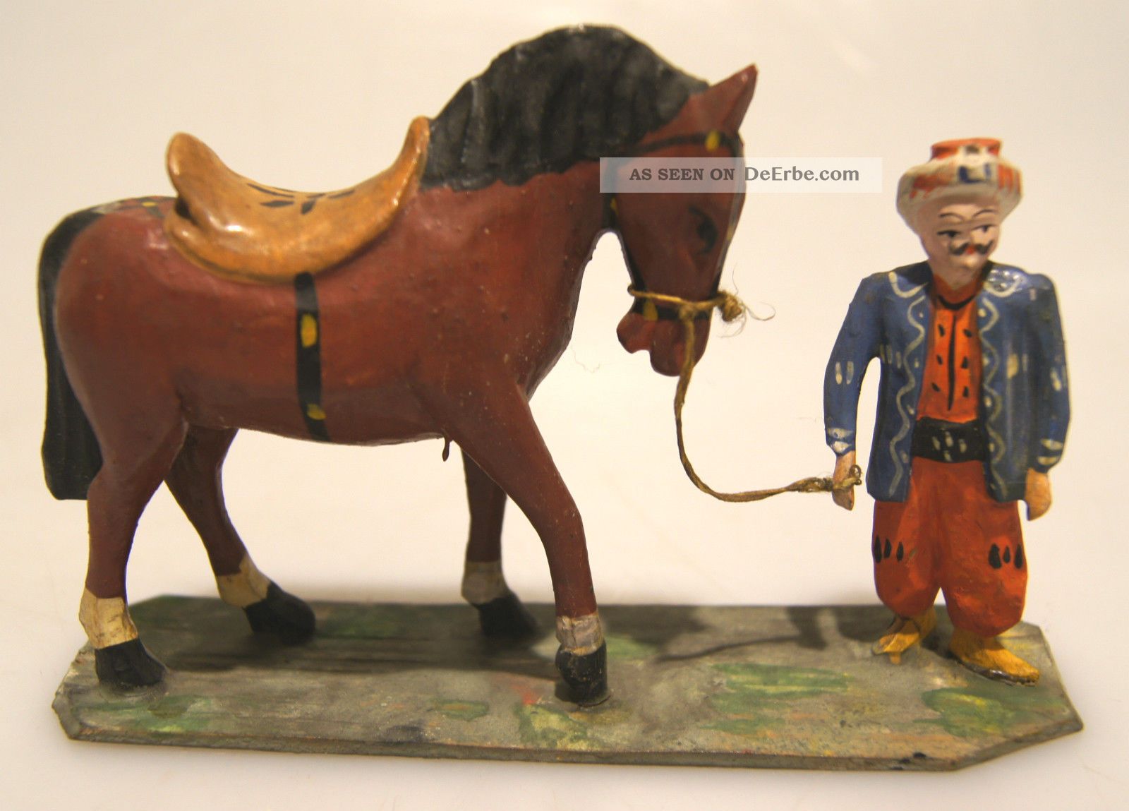 Grulich - Krippenfigur Orinetalischer Reiter Mit Pferd,  Um 1900 Krippen & Krippenfiguren Bild
