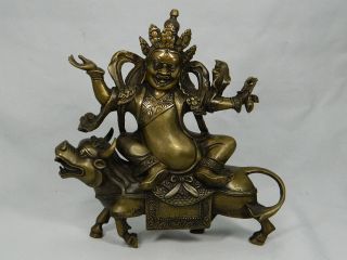 Große Bronzefigur Einer Tibetischen Gottheit Bronze Skulptur Asien China 20.  Jh. Bild