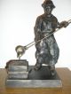 Skulptur/figur Hüttenarbeiter Bronzierter Metallguss 1900-1949 Bild 3
