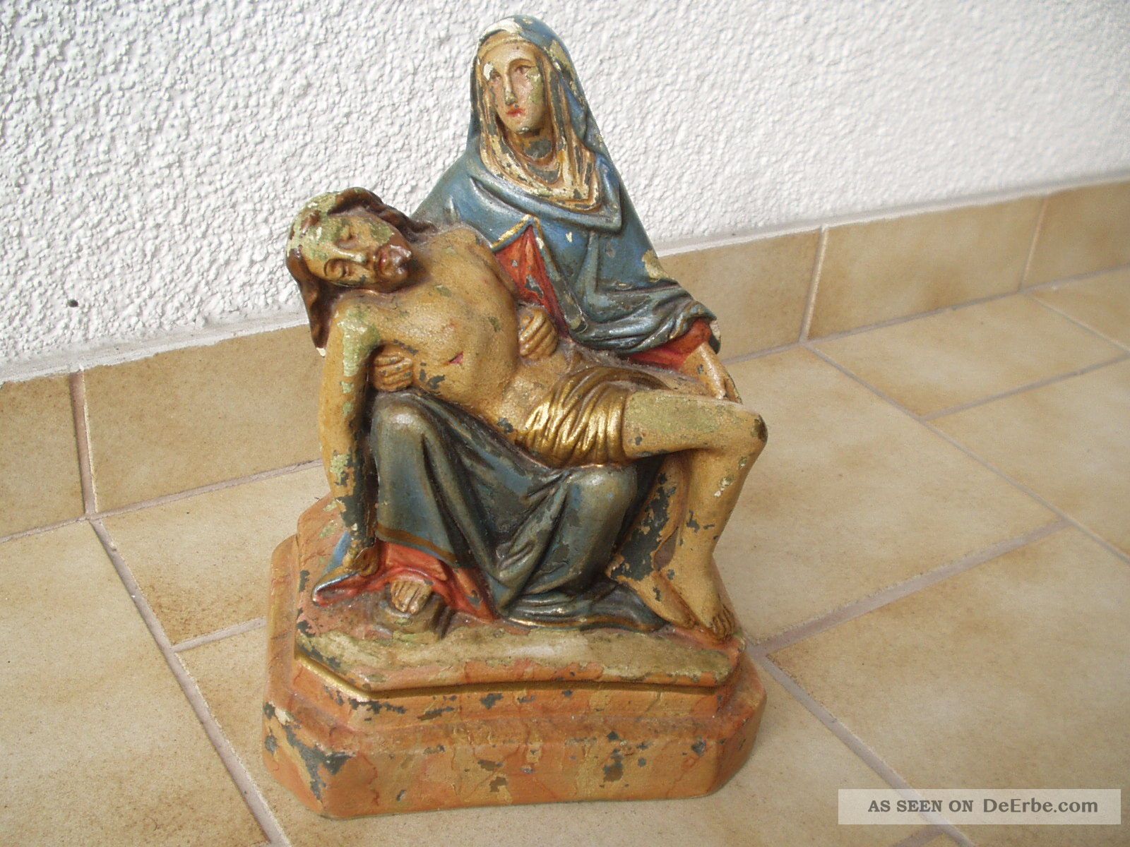 Antike Originale Pieta/kreuzabnahme Stuck - Figur - 19.  Jhd Skulpturen & Kruzifixe Bild