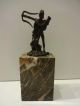 Klassische Bronze Skulptur JÜngling Gottheit SchÜtze Mit Bogen Auf Marmorsockel 1950-1999 Bild 10