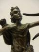 Klassische Bronze Skulptur JÜngling Gottheit SchÜtze Mit Bogen Auf Marmorsockel 1950-1999 Bild 3