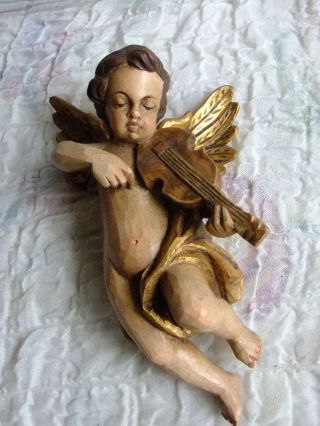 Skulptur Engel Putto Holz Geschnitzt Gefasst &vergoldet Bild