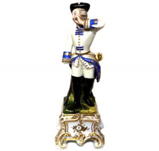 Antike Porzellan - Figur Soldat In Uniform - Kerzen - Od.  Federhalter,  Handbemalt Bild