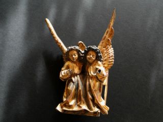 Gotisches Engel - Paar Aus Holz Und Gefasst Bild