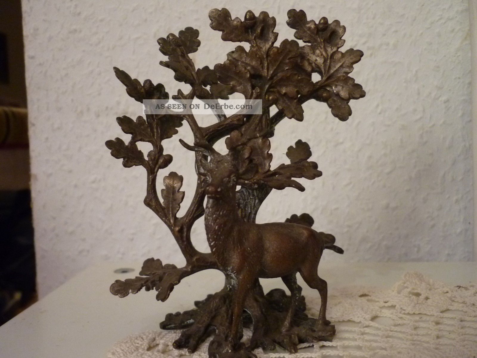 Figur Skulptur Hirsch Eichenlaub Messing Zinn Zink Bronze???? 1950-1999 Bild