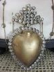 French Shabby Chic Flammendes Herz Antik Coeur Reliquie Ex - Voto Sacred Heart Jdl 1900-1949 Bild 2