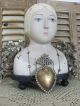French Shabby Chic Flammendes Herz Antik Coeur Reliquie Ex - Voto Sacred Heart Jdl 1900-1949 Bild 3
