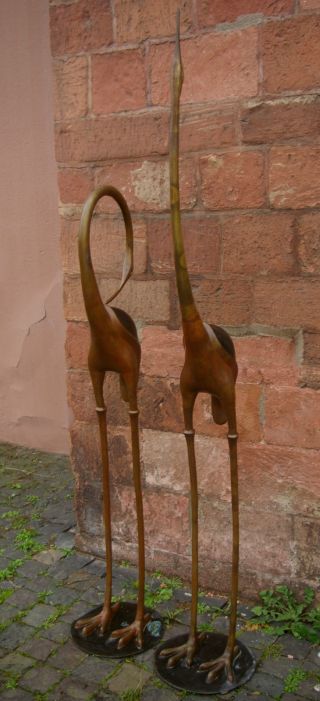 Duo Prächtige Bronzeskulpturen,  Reiherpärchen,  Sehr Selten Bild