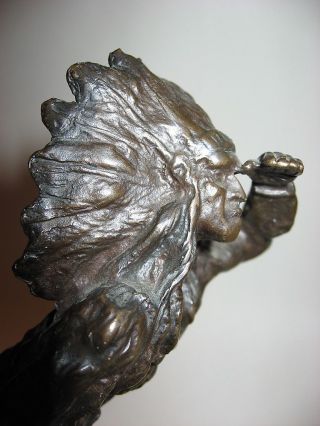 Häuptling - Tomahawk - Bronze - Carl Kauba - Wien Sign Bild