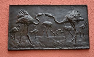 Großes Bronze Relief Kraniche Bildgiesserei Kraas Berlin Bild