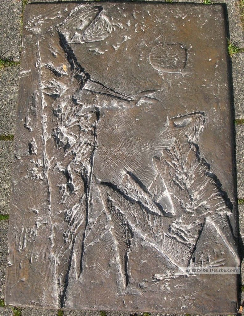 Bronze Wandrelief Kunstobjekt 2x Person 15kg 80x54,  5 Cm Wandbild Relief Skulptur Bronze Bild