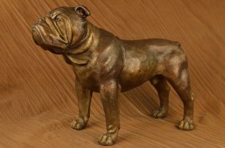 Bronze Skulptur Lebensgroße Englische Bulldogge Garten Außen Innen Kunst Bild