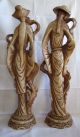 2 Große Asiatische Figuren - Skulpturen - Mann Und Frau 50cm 1950-1999 Bild 1