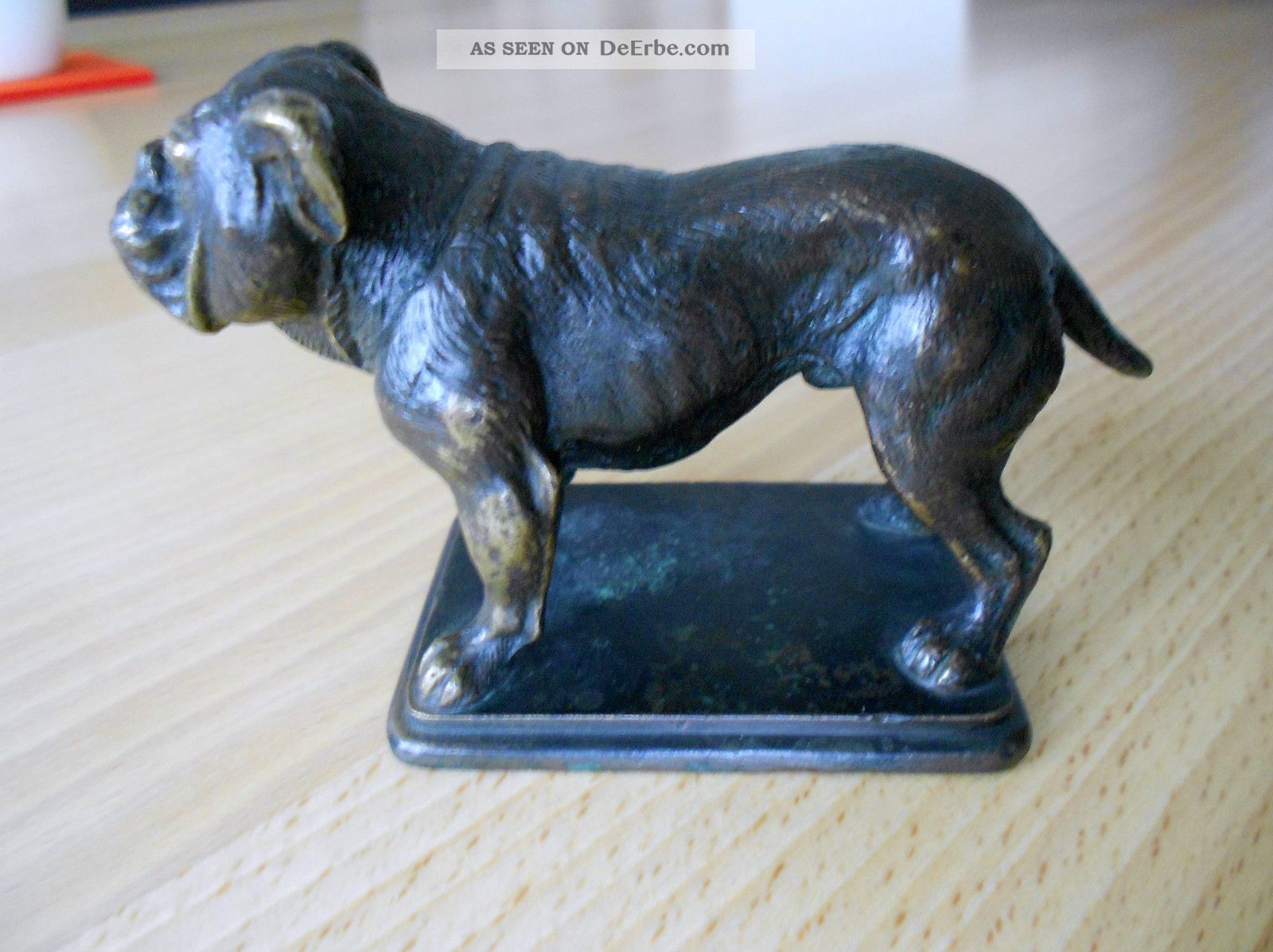 Hund Dogge Englische Bulldogge Bronze Auf Sockel Wiener Bronze Bronze Bild