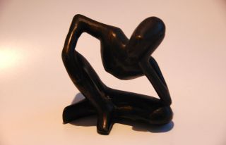 Bronzeskulptur Modern Minimalismus,  Nachdenkliche Figur Im Schneidersitz Bild