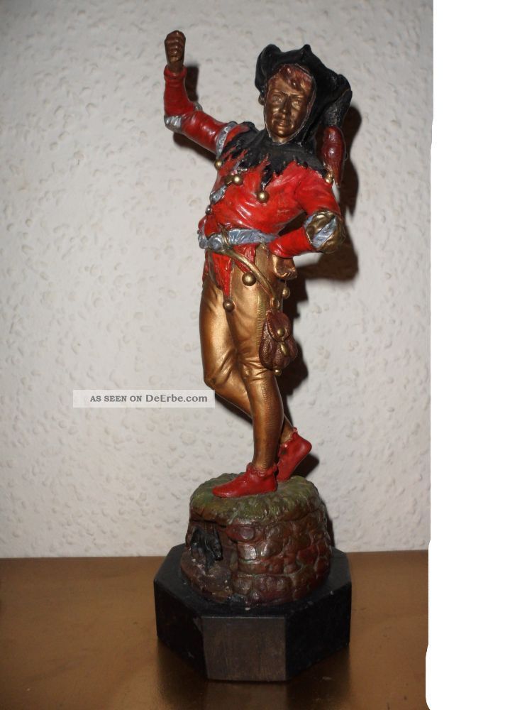 Alte Bronze Figur Hofnarr Till Eulenspiegel Signiert A.  Brandel Bronze Bild