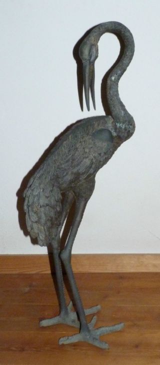 Bronze Reiher Kranich Skulptur Figur Gatrenskupltur Gartenfigur 71cm Nr.  1 Bild