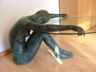 Skulptur Bronze - Extravaganter Designer - Glastisch Bild