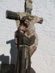 Antikes Kreuz Kruzifix Auf Sockel Sakral Um 1899 - Bemalt - Hausaltar Vor 1900 Bild 2