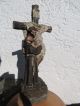 Antikes Kreuz Kruzifix Auf Sockel Sakral Um 1899 - Bemalt - Hausaltar Vor 1900 Bild 3