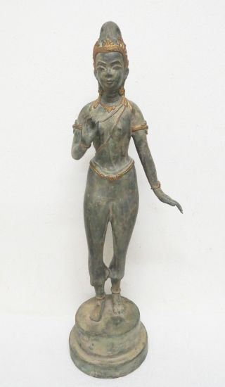 Tempeltänzerin Bronze Mit Goldfassung 44 Cm Sehr Alt Tänzerin Nackt Bronzefigur Bild