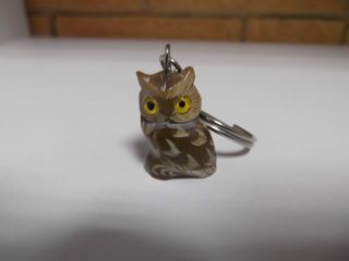 Schlüsselanhänger Kleine Eule Uhu Owl Kauz Käuzchen Handgefertigt Aus Horn Bild