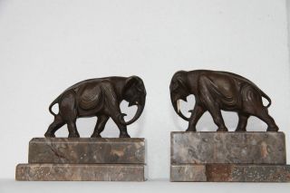 Paar Jugendstil - BuchstÜtzen,  Elefanten,  Bronze,  Wien Um Ca.  1910 Bild